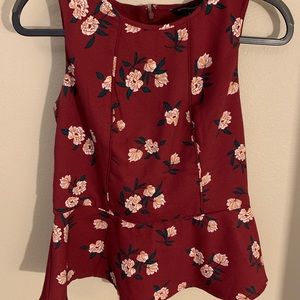 Flower Maroon Peplum Top